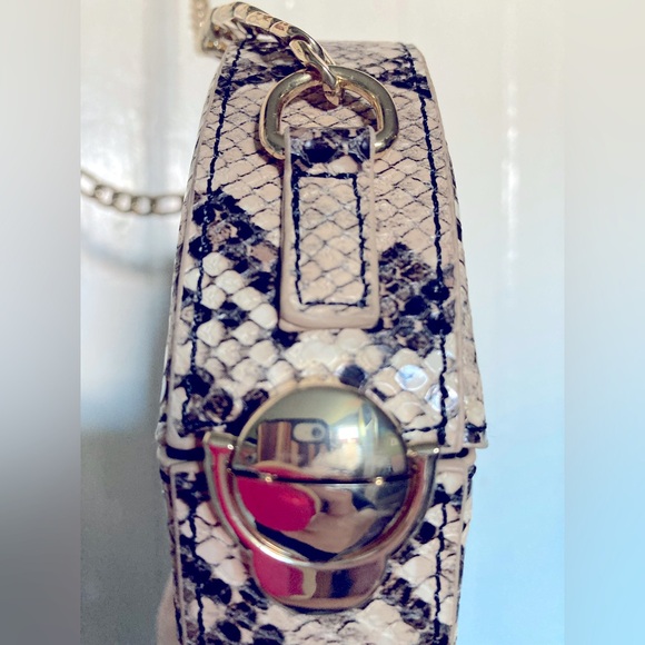 Topshop Crossbody Circle Bag, Faux Snakeskin, Genuine Metal Chain Strap/Hardware - Picture 9 of 13